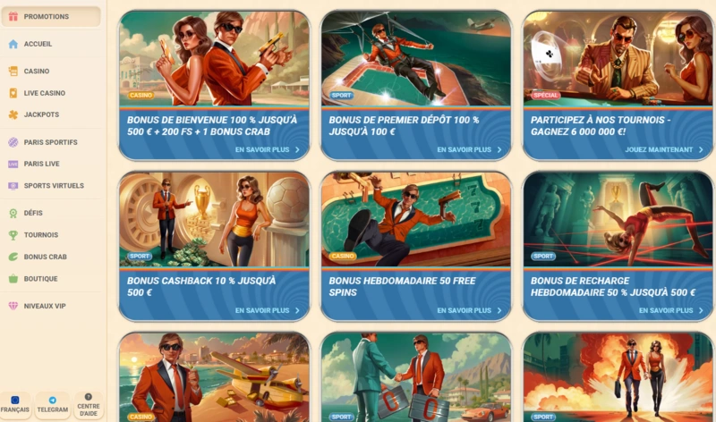 vegasino bonuses page