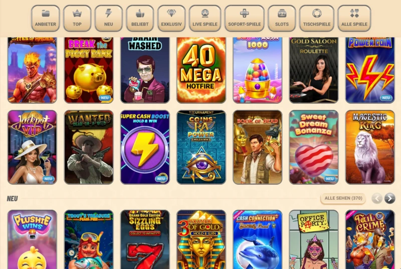 vegasino games page