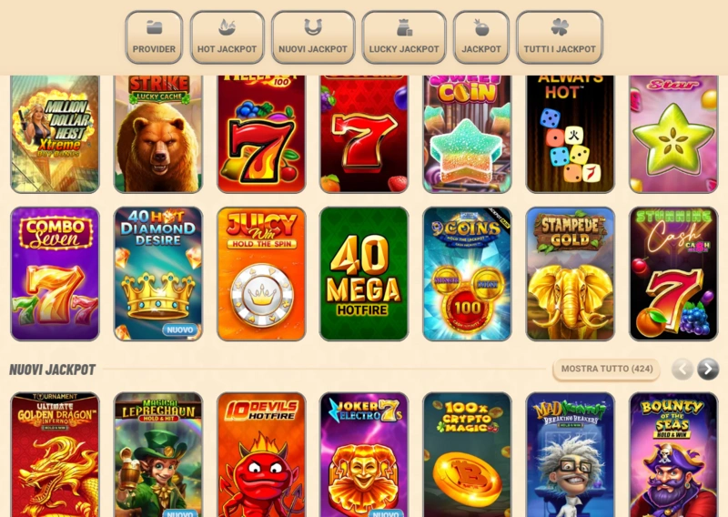 vegasino jackpots page