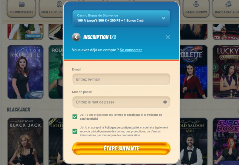 vegasino login page