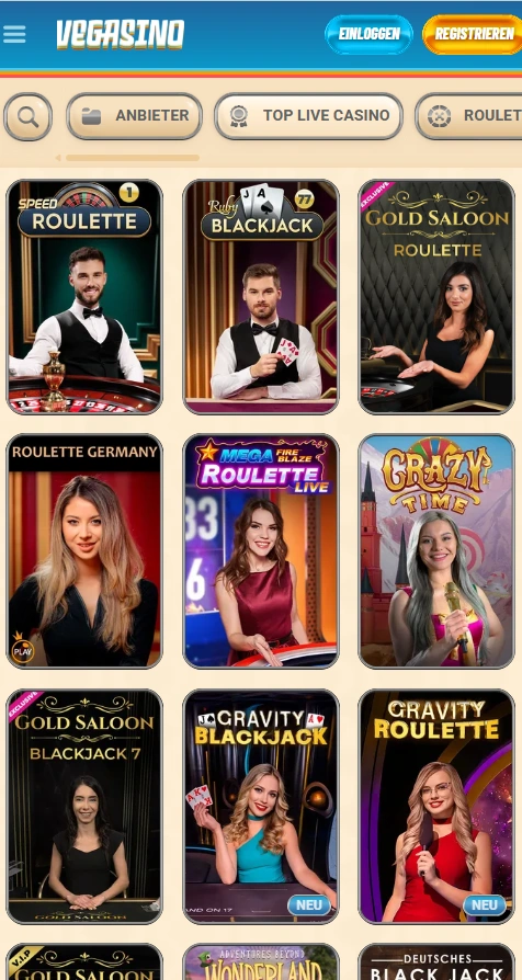 vegasino mobile games page