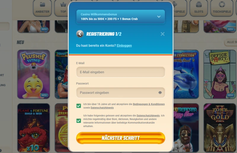 vegasino registration page