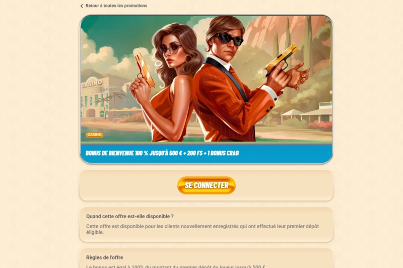 vegasino welcome bonus page