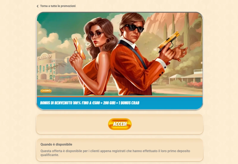 vegasino welcome bonus page